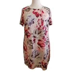 AVENUE Womens 22/24 Floral White Lace Short Sleeve A-Line Church Wedding Dress